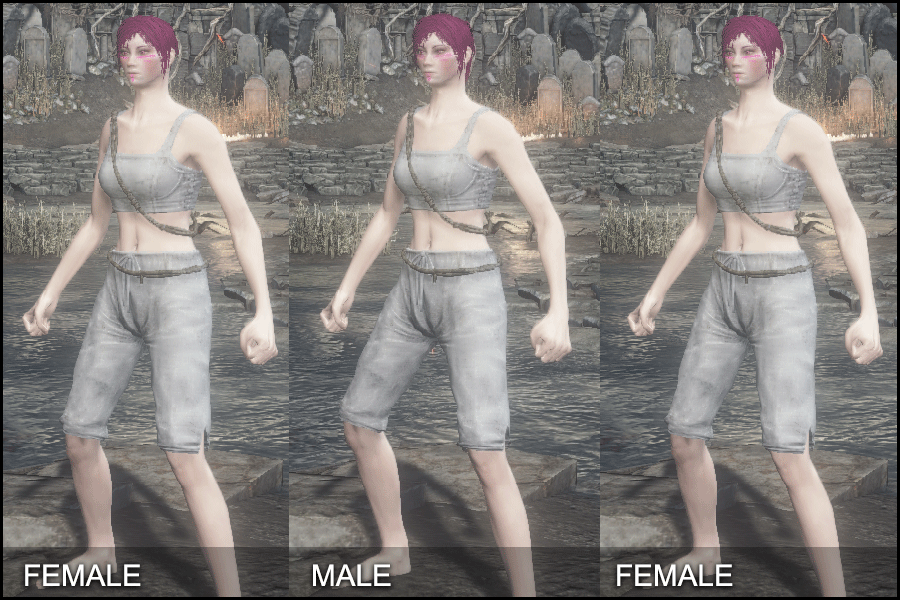 Demonstrating the difference between male and female stance.